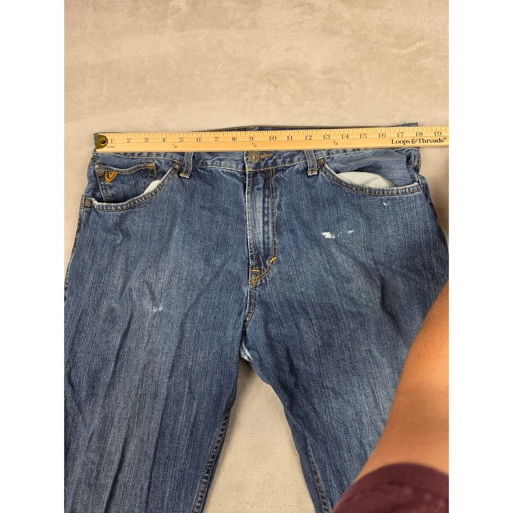 Vintage Quiksilver Quikjean Jeans Mens 36x32 Blue Relaxed Fit Distressed Denim